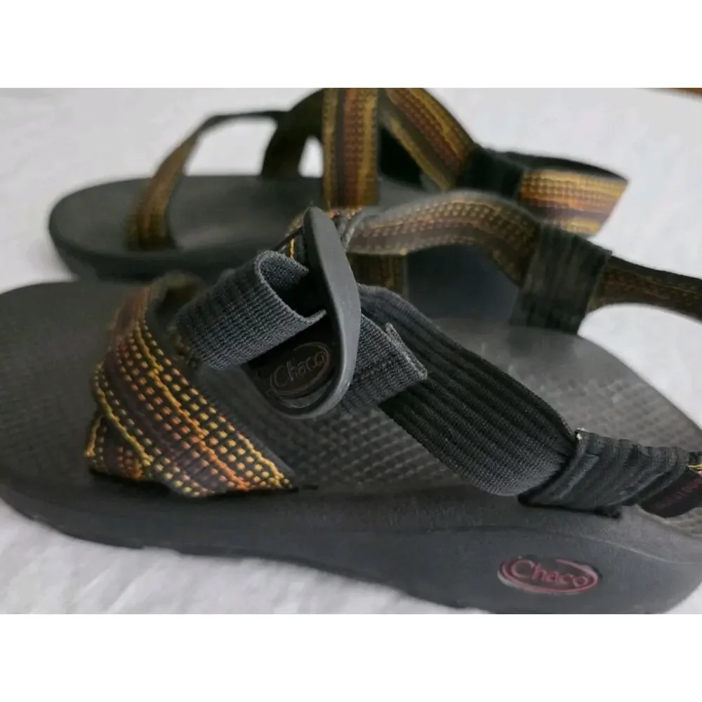 Chaco Z Cloud Men's Size 8 Black w/ Orange Yellow Rust Sandals
